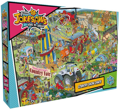 Gibsons - jokesaws: country show chaos (by andy tudor) - 1000 pieces 68×49cm (w×h) - jigsaw puzzle for adults