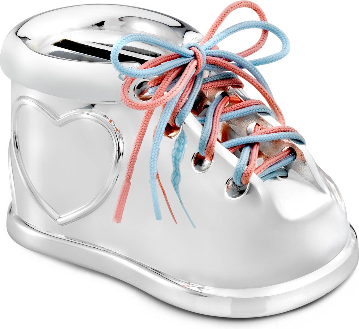 Zilverstad - spaarpot schoen 2 kleuren veters zilver kleur