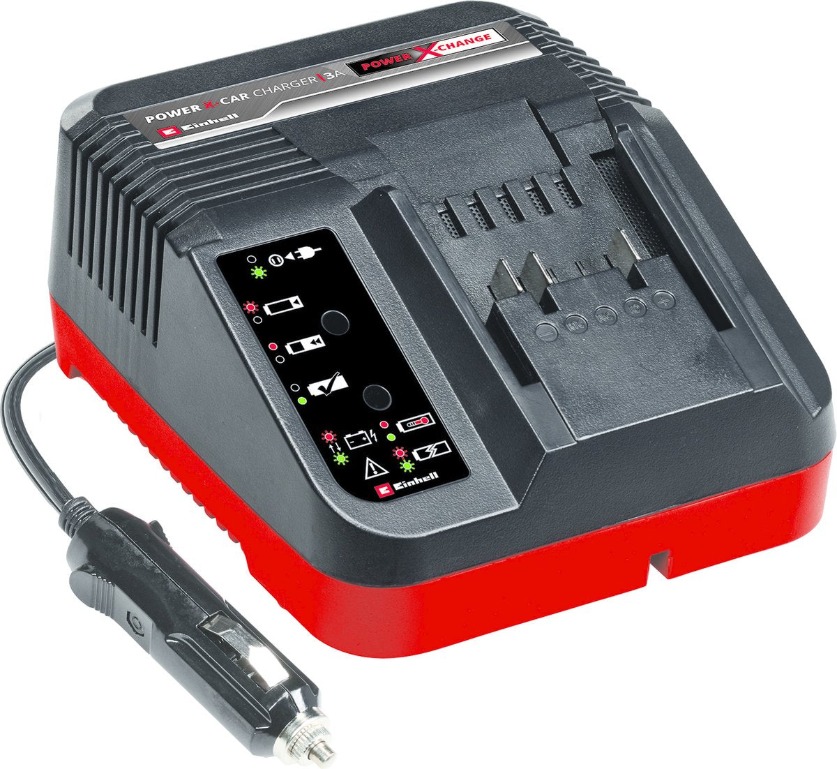 Cargador de coche Einhell - power x-change - 12 v - corriente de carga: 3a - electrónica de protección para la batería del coche - apto para todas las baterías power x-change