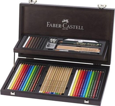Lápices de colores faber-castell - caja compendio caoba - 54 piezas - fc-110084