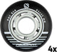 Set ruote per pattini in linea Nijdam - 64x24 mm - 4 pezzi - nero - nero argento bianco