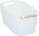 Cesta de almacenamiento Alpina - 33 x 18 x 15 cm - plástico - mango de madera