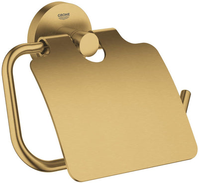 Portarrollos de papel higiénico Grohe Essentials - con tapa - Cool Sunrise cepillado (oro mate)