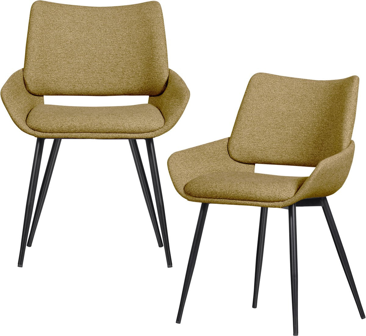 Woood parade eetkamerstoelen - melange stof - mosterd - set van 2