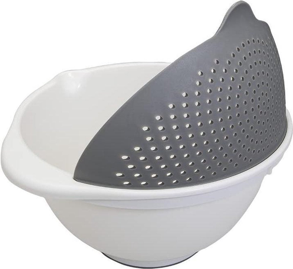 Metaltex vergiet en kom 2-in-1 - 25 cm - inhoud 3,5 liter - wit grijs