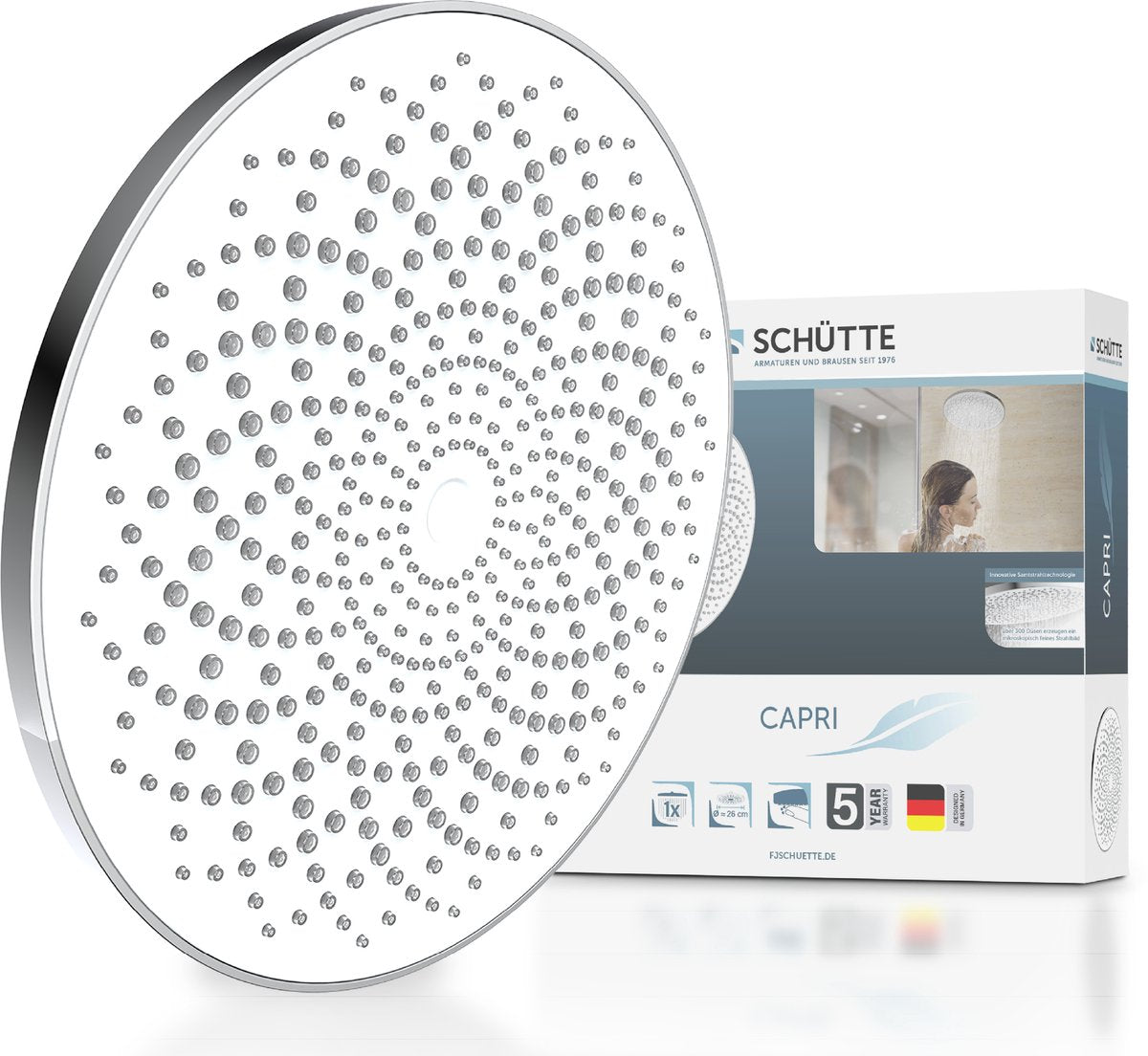 Schütte capri overhead shower - round shower head - chrome white