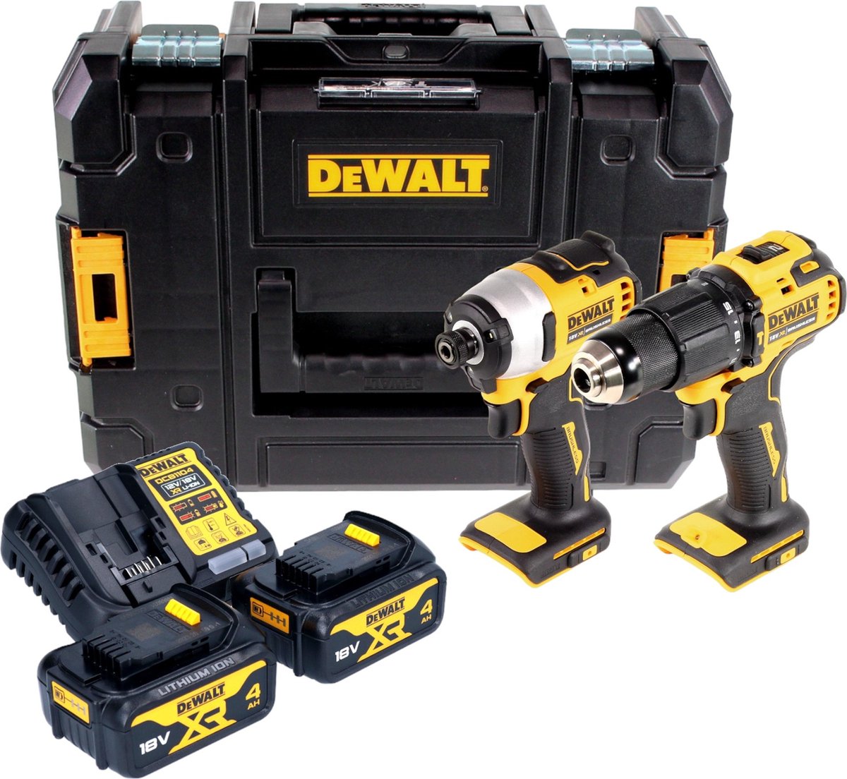 Dewalt dck2062m2t-qw set combinato 18v 4.0ah ioni di litio - trapano a percussione a batteria dcd709 + avvitatore a percussione dcf809 - dck2062m2t-qw