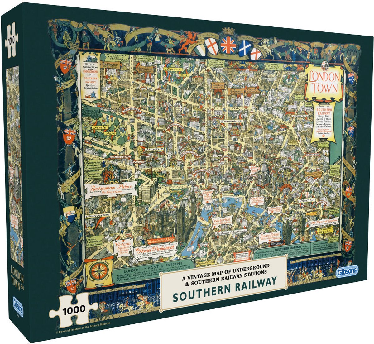 Gibsons - london town by southern railway - kerry lee - 1000 pieces - 68×49cm - jigsaw puzzle for adults