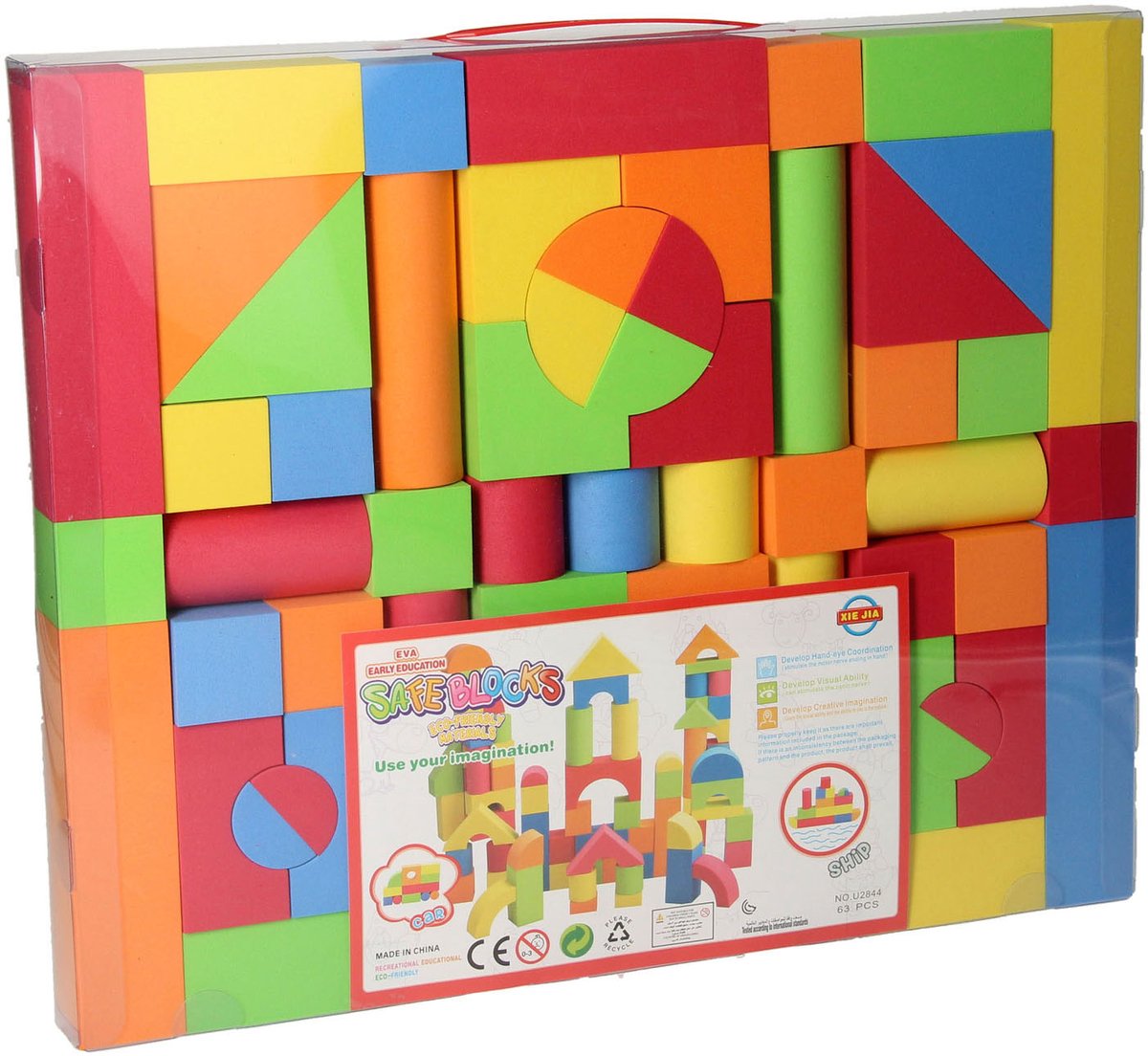 Foam play blocks, 63 pieces.