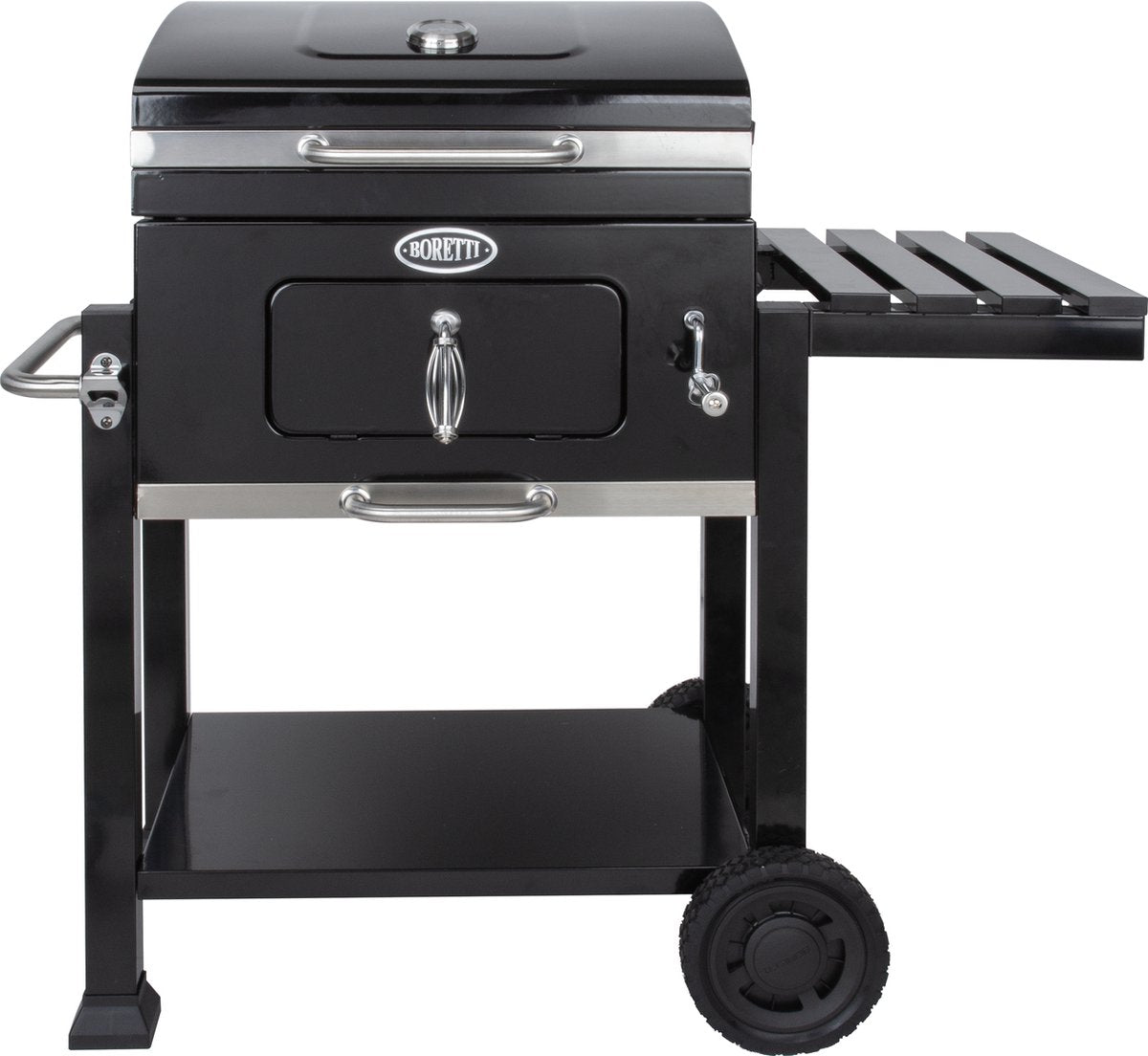 Boretti - carbone 2.0 houtskool barbecue - grilloppervlak 57x42 - met verstelbaar kolenrek - gietijzeren rooster - zwart