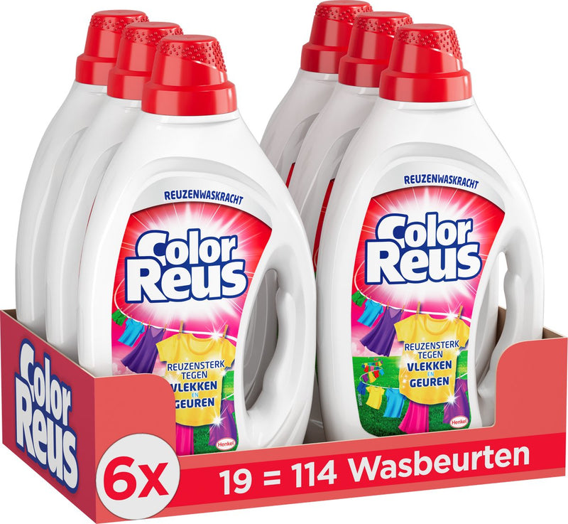 Gel reus colorato - detersivo liquido - bucato colorato - 6 x 19 lavaggi - confezione risparmio