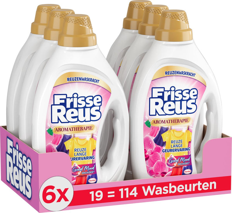 Orquídea en gel gigante fresca - detergente líquido - ropa de color - experiencia de aroma fresco - 6 x 19 lavados - paquete económico