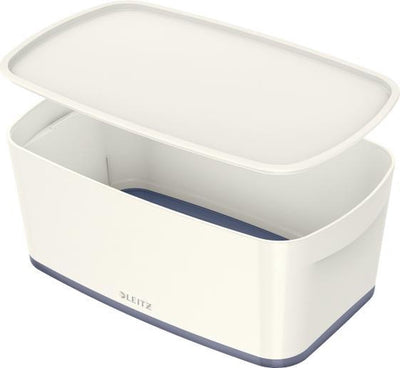 Scatola portaoggetti Leitz mybox® con coperchio - piccola - grigia e bianca