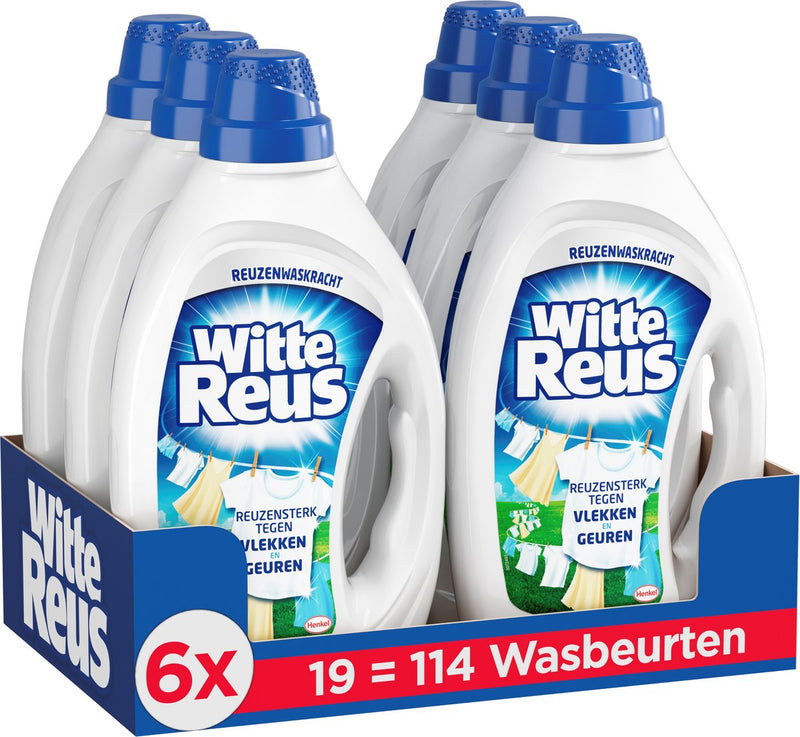 Gel gigante blanco - detergente líquido - ropa blanca - 6 x 19 lavados - pack económico
