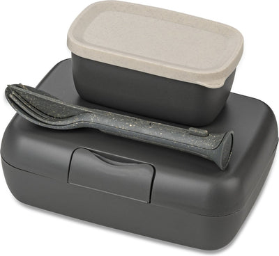 Set di posate Koziol Bio Lunch Box circolari Candy Ready - Grigio