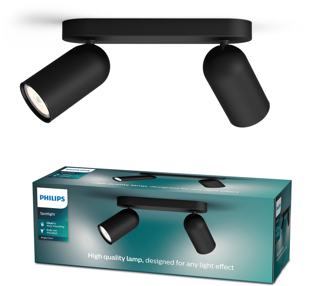 Philips LED Philips Pongee surface-mounted spotlight - 2-light - black