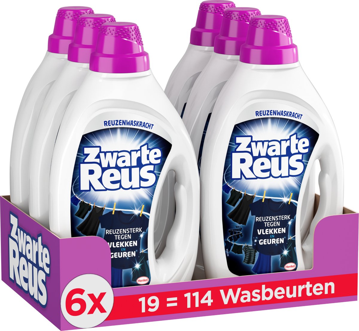 Gel gigante nero - detersivo liquido - bucato nero e scuro - 6 x 19 lavaggi - confezione risparmio
