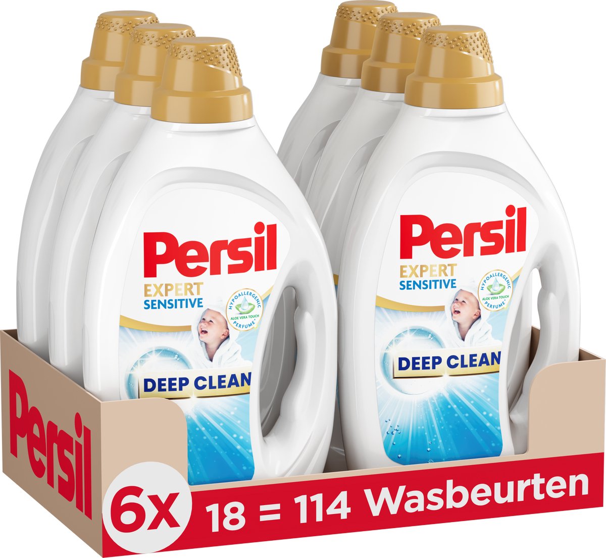 Persil sensitive gel - liquid detergent - all colors of laundry - allergy-friendly - hypoallergenic perfume - value pack - 6x 18 washes