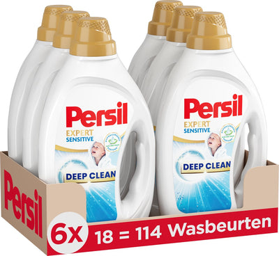 Persil sensitive gel - liquid detergent - all colors of laundry - allergy-friendly - hypoallergenic perfume - value pack - 6x 18 washes