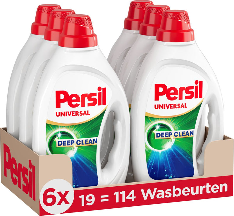 Persil gel universale - detersivo liquido - per tutti i colori di bucato - potente rimozione delle macchie - 6 x 19 lavaggi - confezione risparmio