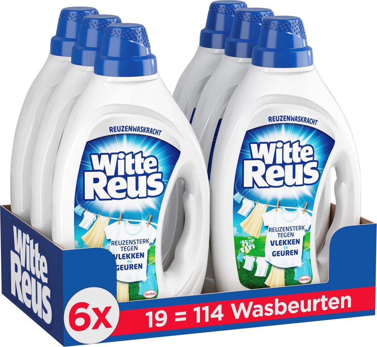 Gel gigante blanco - detergente líquido - ropa blanca - 6 x 19 lavados - pack económico