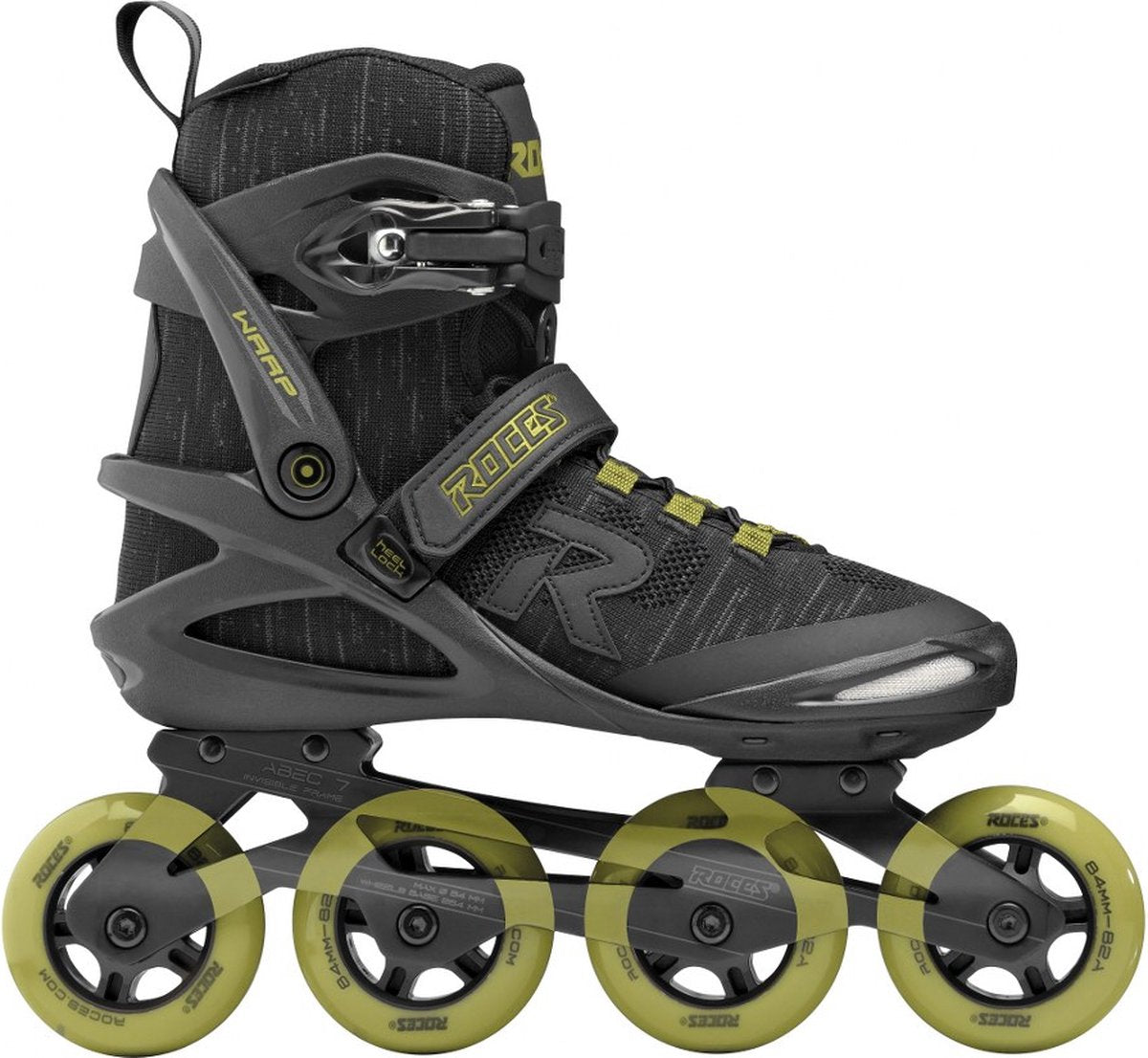 Roces warp thread tif 84 skeelers unisex – 4x84mm wielen – fitness inline skates – zwart groen – maat 40