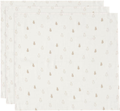 Jollein x Miffy - panno idrofilo piccolo 70x70 cm - fasciatoio, panni ruttino, panni per bambini - cotone morbido - happy miffy - torrone - 3 pezzi