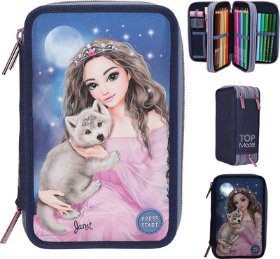 Depesche - top model 3-compartment case with LED - wolf