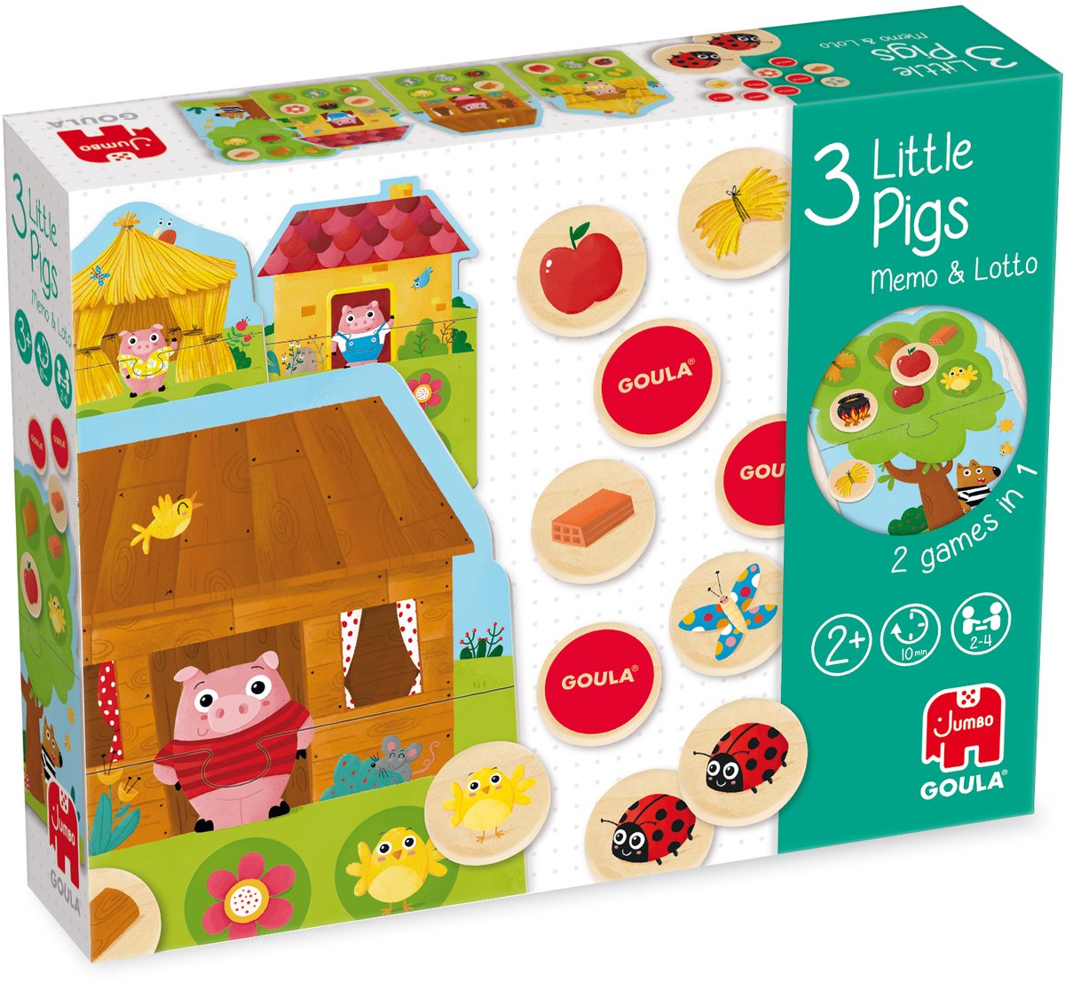 Goula jumbo - - Memo lotto 3 porcellini - puzzle per bambini - 24 pezzi