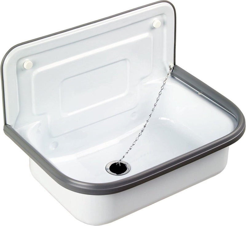 Lavabo sin marca sans marque 50 cm - lavabo de chapa de acero con parachoques - lavabo de superficie para lavadero de garaje - lavabo de pared superior - blanco