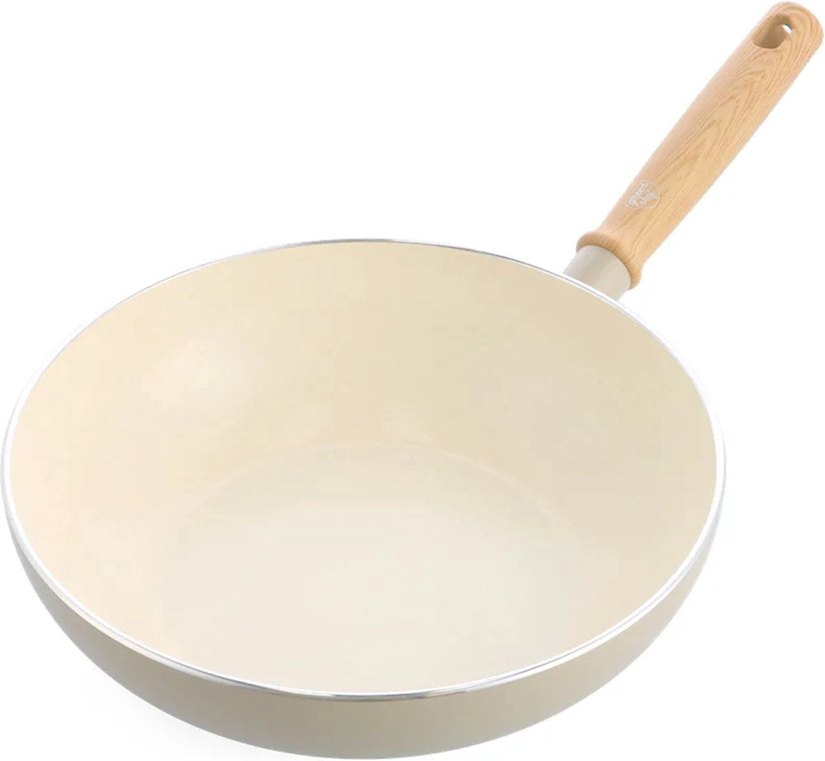 Greenchef Nordics sartén wok de inducción cerámica sin tapa 28cm 3,7l - sin pfas - sartén de inducción - apta para lavavajillas - apta para horno hasta 160°c - revestimiento antiadherente cerámico - mango enfriador - crema