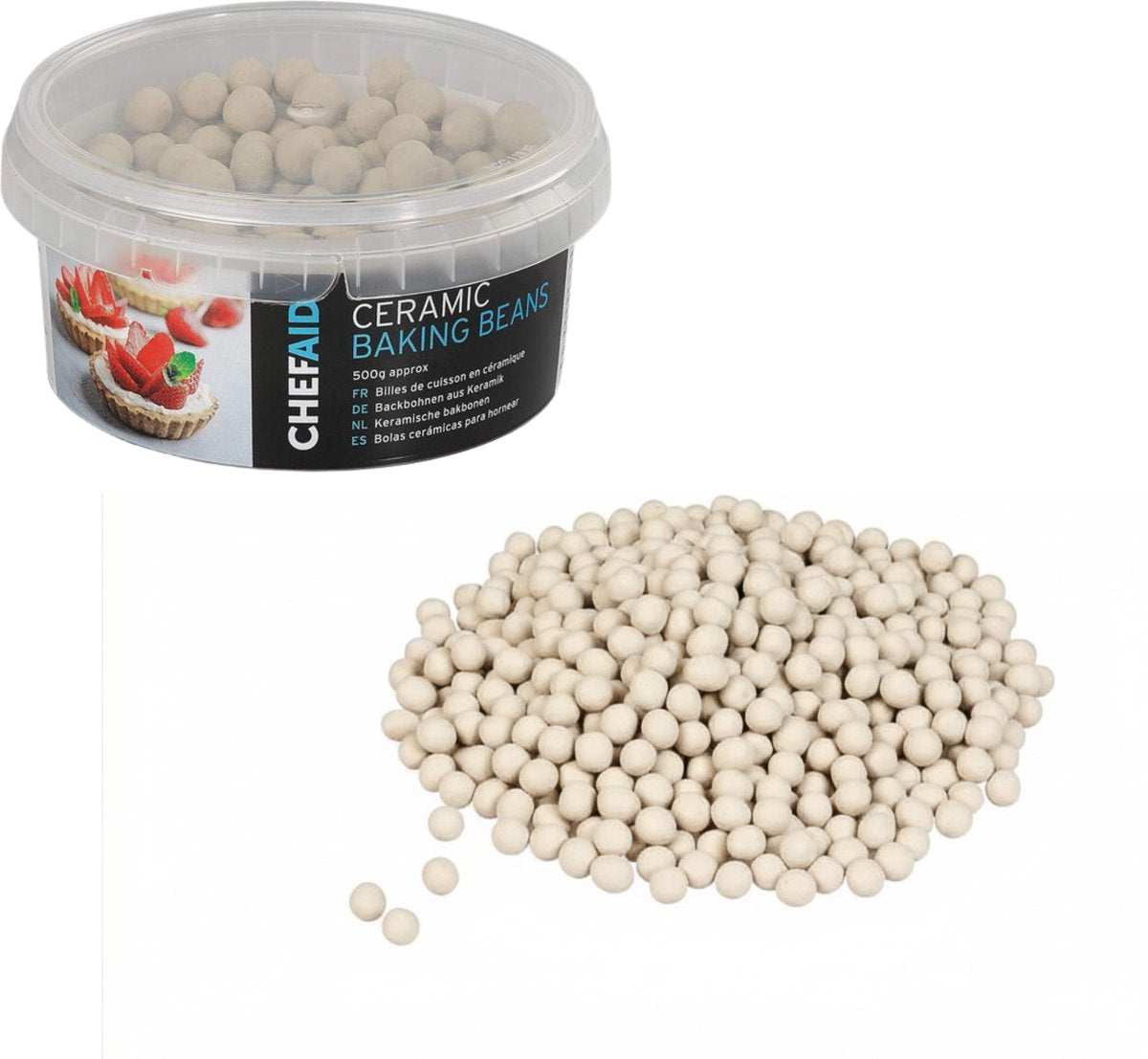 Chef aid keramische bakbonen 500 gram - herbruikbare bakparels - blindbakken - bakspullen keramiek