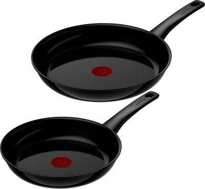 Tefal renew black on - set di padelle in ceramica - ø24 ø28 cm - senza pfas - adatto per induzione