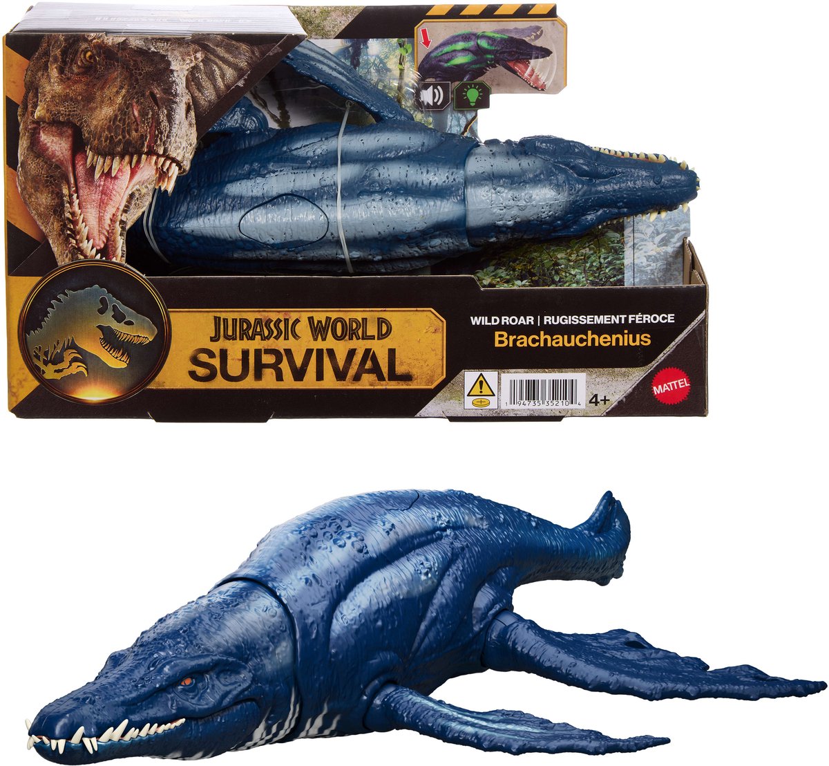 Mattel jurassic world wild roaring brachauchenius - with light and sound