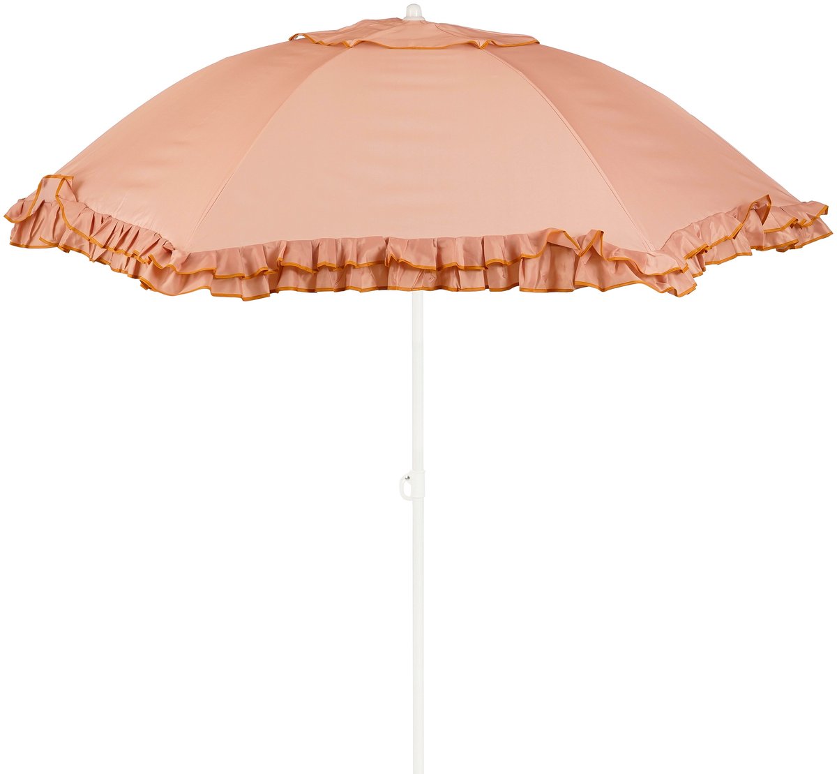 Mica decorations kantelbare parasol met ruches - stokparasol 238 x ø195 cm - tuin of balkonparasol - polyester, staal - perzik