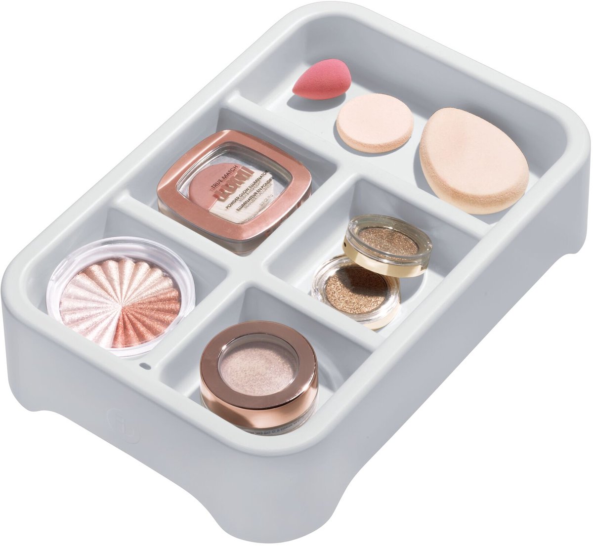 Idesign - eco vassoio organizer per cassetti 5 scomparti - plastica riciclata - grigio -