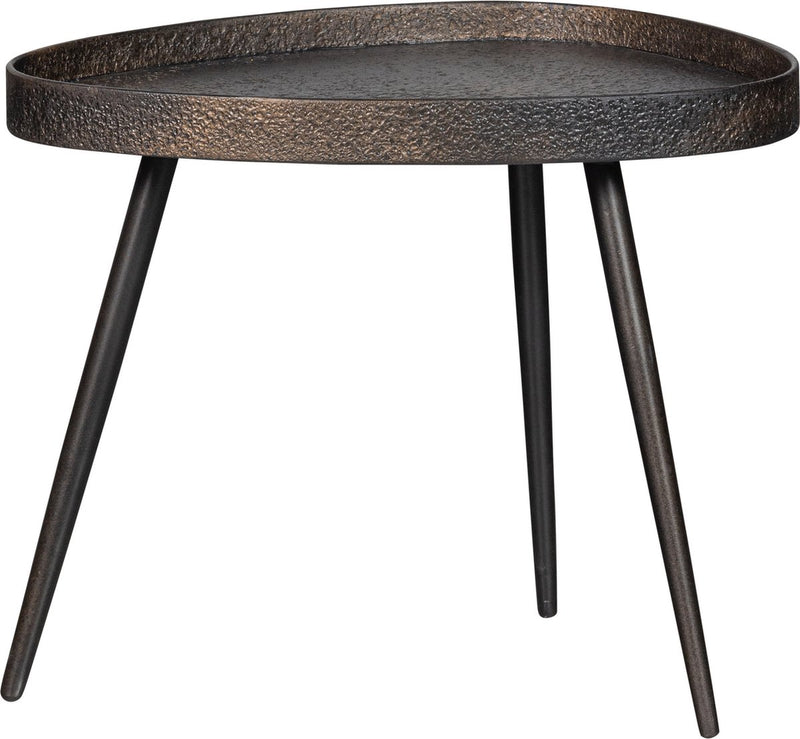 Tavolini in legno grezzo - zinco - bronzo antico - 39x71x52
