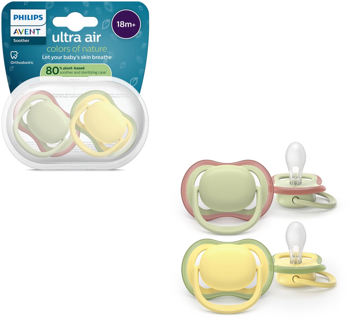 Philips avent ultra air – ciuccio traspirante e leggero (18 mesi+) – 2 pezzi - scf349 50