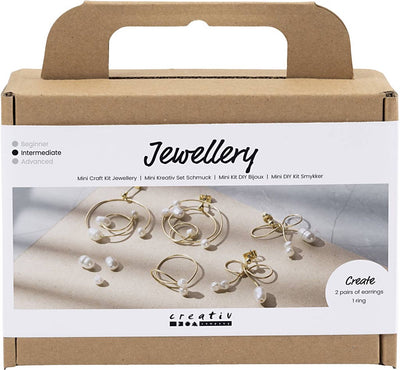 Mini set hobby di Creativ Company, gioielli, orecchini in filo metallico, placcato oro, 1 scatola