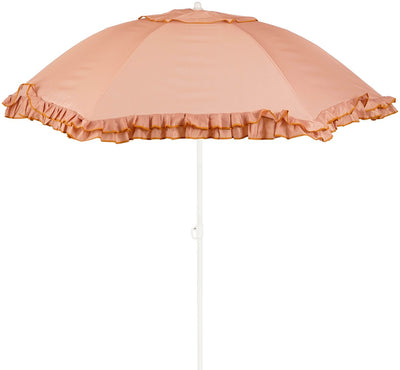 Mica decorations kantelbare parasol met ruches - stokparasol 238 x ø195 cm - tuin of balkonparasol - polyester, staal - perzik