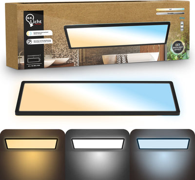 B.K.licht superficiale - lampada da soffitto dimmerabile per bagno - lampada da soffitto con telecomando - illuminazione da bagno con CCT - ip44 - 58 x 20 cm - nero