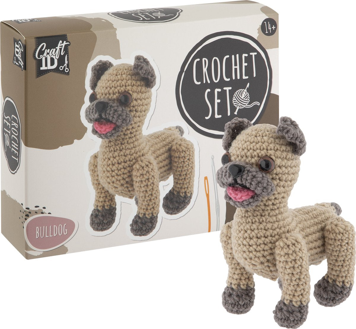 Kit de crochet para grupo de manualidades creativas bulldog - incl. aguja e hilo