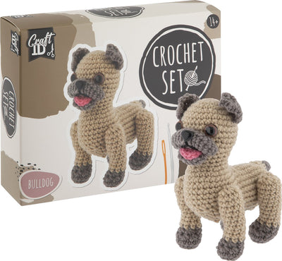 Kit de crochet para grupo de manualidades creativas bulldog - incl. aguja e hilo