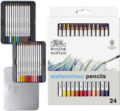 Winsor Newton 0490015 Studio Collection Watercolor Pencils Set 24 Pieces – Dikcores Watercolor Pencils in Metal Case