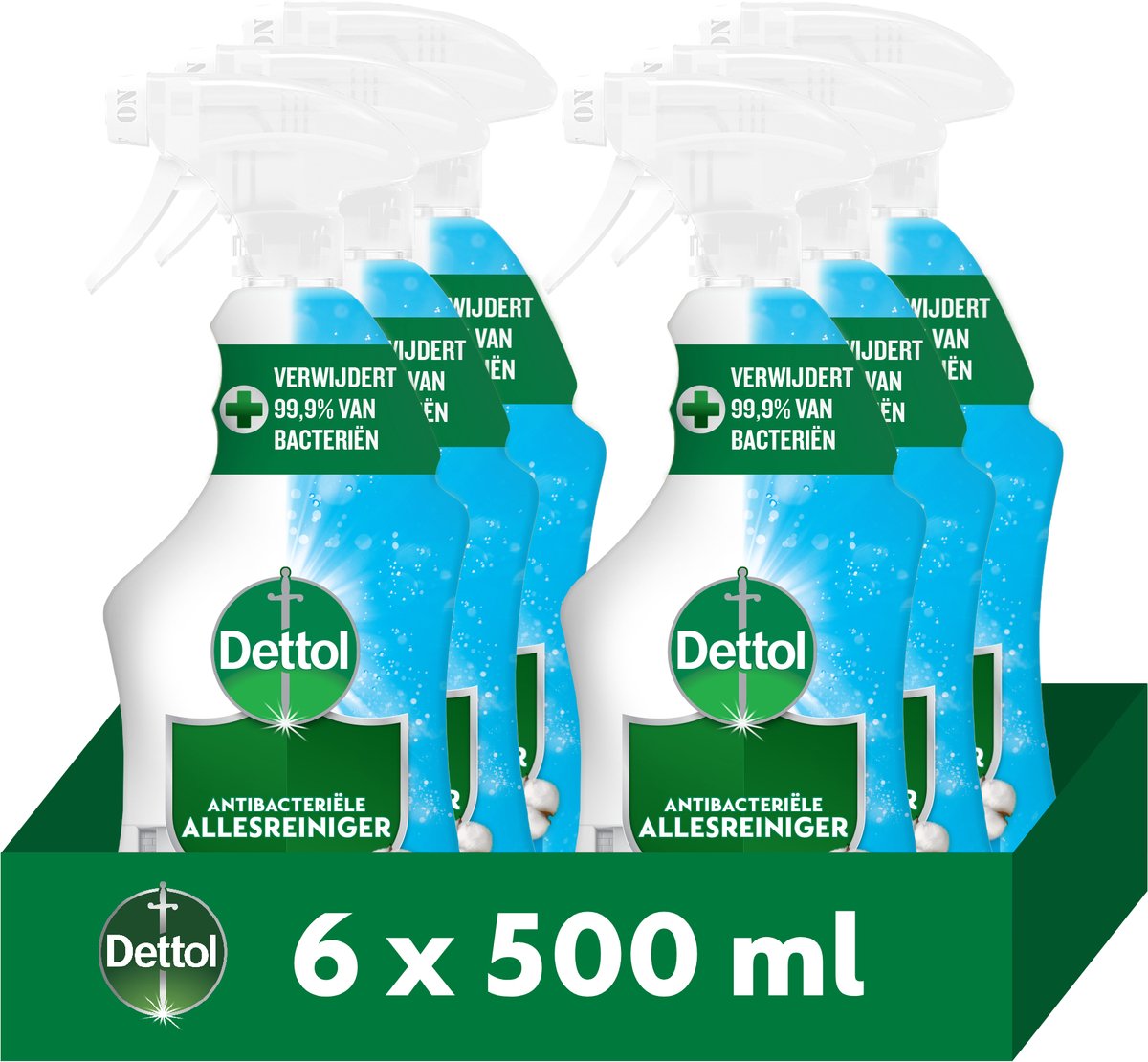 Dettol – Detergente spray multiuso – Antibatterico – Cotton Fresh – Confezione risparmio da 6 x 500 ml