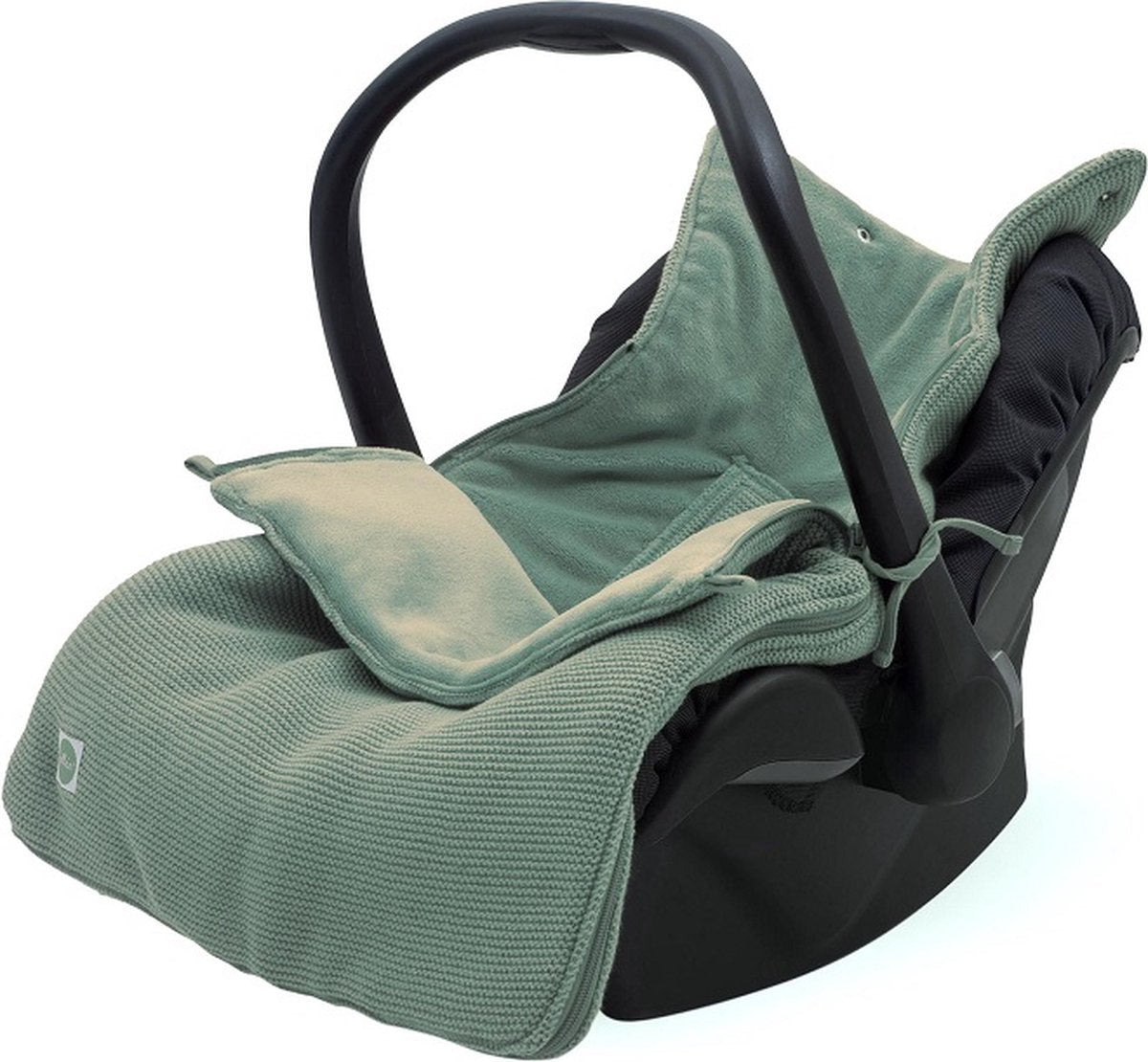 Jollein - voetenzak voor autostoel kinderwagen (forest green) - basic knit - katoen - polyester - footmuff kinderwagen, autostoel - 42x82cm