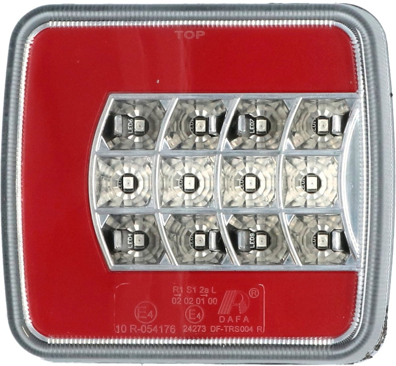 Luz trasera LED Carpoint - derecha - 12 24 voltios - 4 funciones - luz trasera, luz de freno, intermitente, luz de matrícula - montaje con tornillos para cables de conexión montados - dimensiones 104x97mm