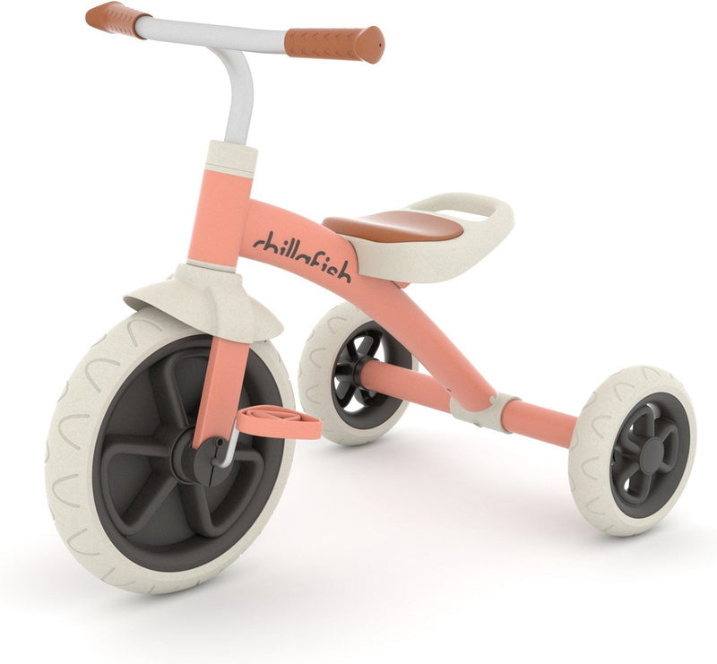 Triciclo Chillafish 1 anno per bambina con pedali antiscivolo - bicicletta senza pedali retrò per bambini fino a 5 anni - rosa - leggera e stabile con maniglia per il trasporto - pneumatici antiscivolo silenziosi per interni ed esterni - modello Ziggi