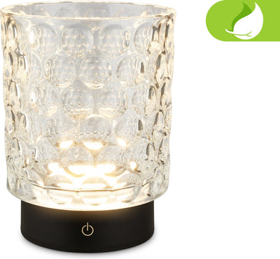 Briloner sunora - lampada da tavolo LED senza fili ip44 - 7560015 - dimmerabile - touch - senza fili - resistente agli spruzzi d'acqua - batteria e sorgente luminosa sostituibili - ø11 x 15 cm - trasparente