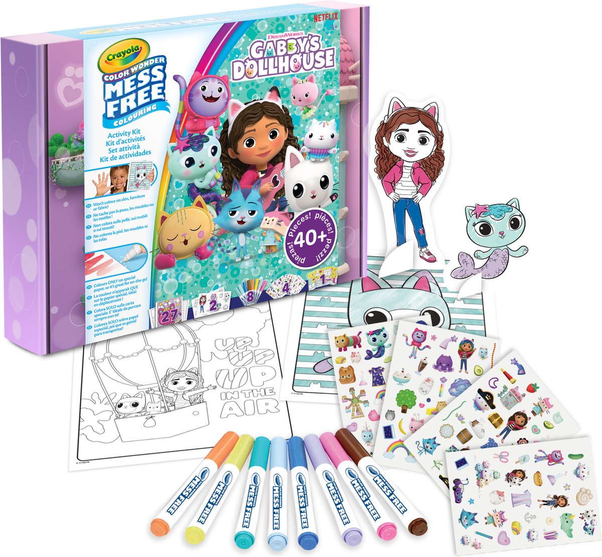 Crayola - meraviglia dei colori - pacchetto hobby - set regalo antimacchia per la casa delle bambole di Gabby - per bambini